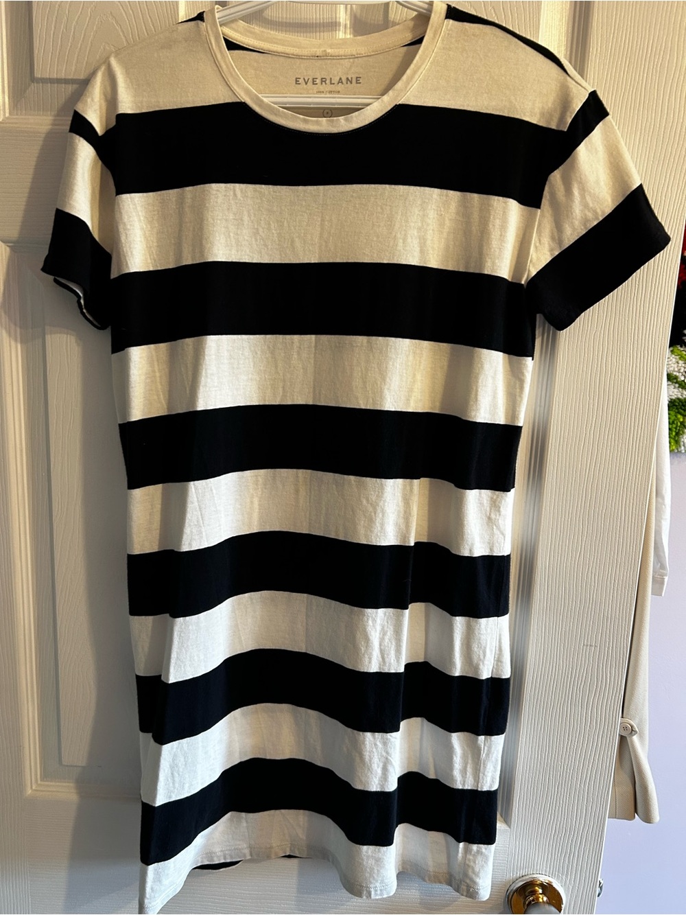 Everlane Black and White Striped Midi Dress